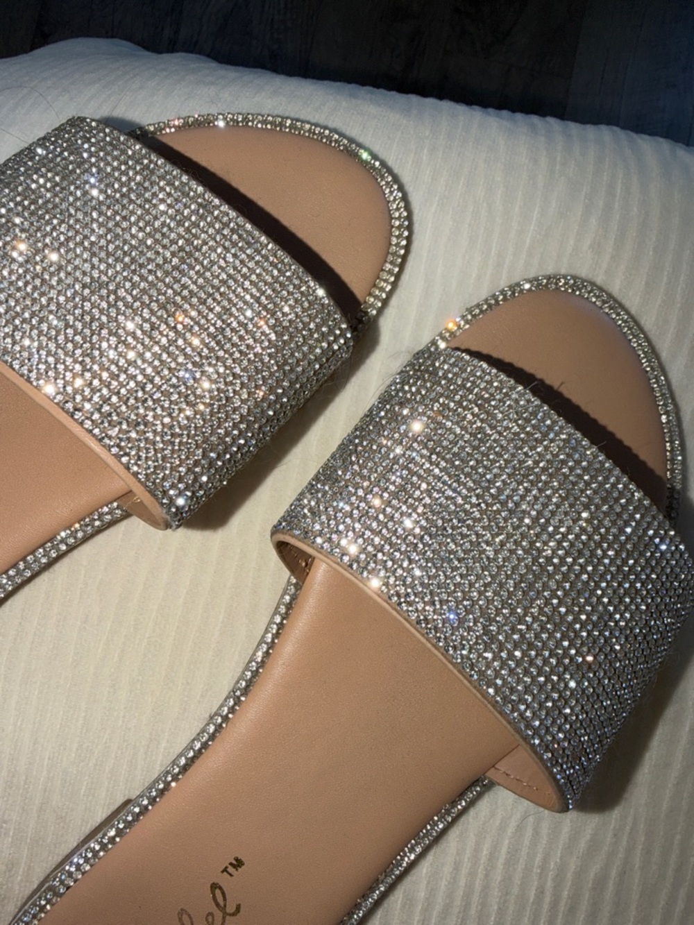 Bonnibel Silver Rhinestone Slide Sandals - Picture 3 of 3